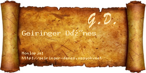 Geiringer Dénes névjegykártya